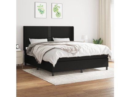 Box spring postel s matrací černá 180x200 cm textil