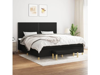 Box spring postel s matrací černá 200x200 cm textil