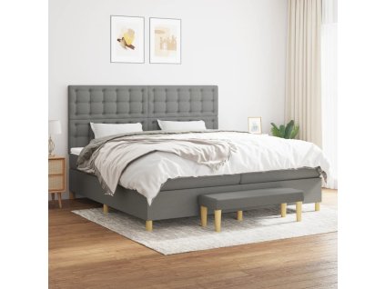 Box spring postel s matrací tmavě šedá 200x200 cm textil