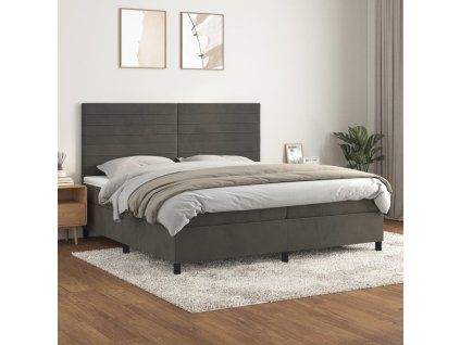 Box spring postel s matrací tmavě šedá 200x200 cm samet