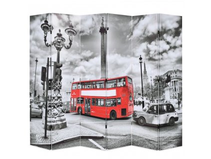 Skládací paraván 228 x 170 cm Londýnský autobus černobílý