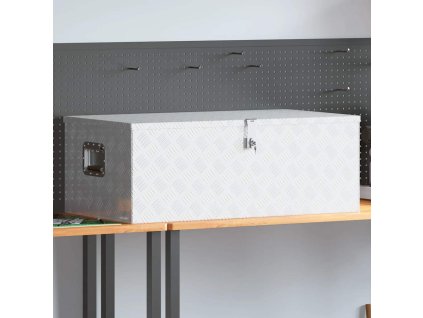 Úložný box stříbrný 100 x 55 x 37 cm hliník