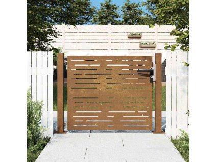Zahradní branka 105 x 80 cm z corten oceli čtvercový design