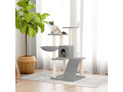 Škrabadlo pro kočky se sisalovými sloupky světle šedé 94 cm