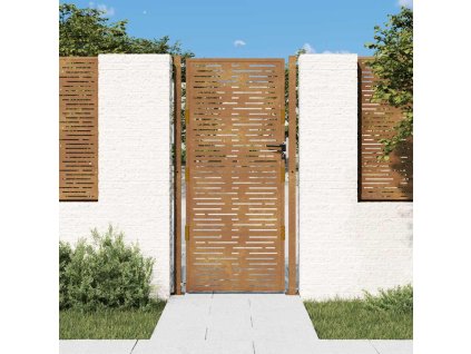 Zahradní branka 105 x 180 cm z corten oceli, čtvercový design