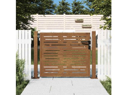 Zahradní branka 105 x 80 cm z corten oceli čtvercový design