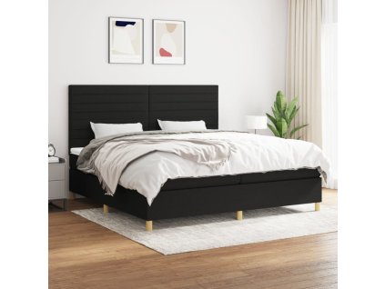 Box spring postel s matrací černá 200x200 cm textil
