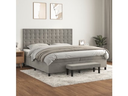 Box spring postel s matrací světle šedá 200x200 cm samet