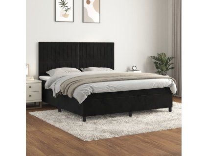 Box spring postel s matrací černá 180x200 cm samet