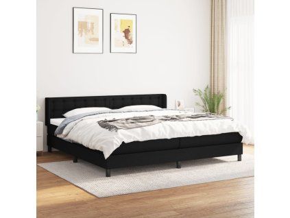 Box spring postel s matrací černá 200x200 cm textil