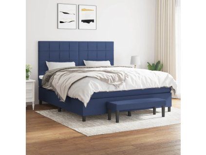 Box spring postel s matrací modrá 160x200 cm textil