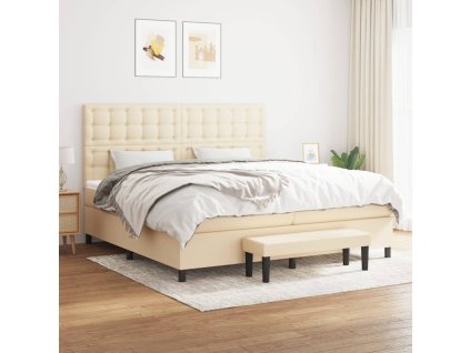 Box spring postel s matrací krémová 200x200 cm textil