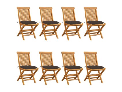 Zahradní židle s taupe poduškami 8 ks masivní teak