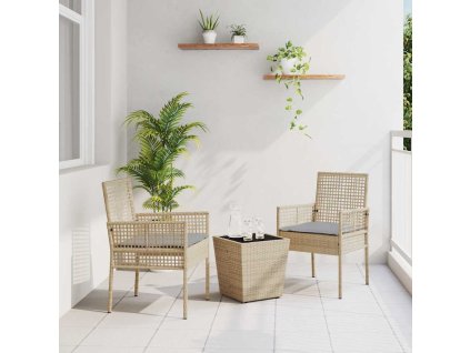 Zahradní bistro set 3 pcs Béžová Poly ratan