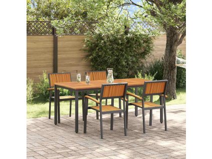 Zahradní jídelní souprava 5 pcs Černá a hnědá 180 x 90 x 75 cm