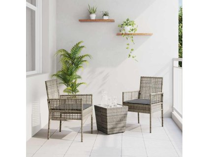 Zahradní bistro set 3 pcs Šedá Poly ratan