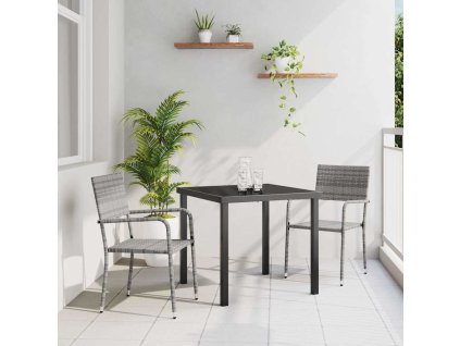 Zahradní jídelní souprava 3 pcs Šedá Poly ratan