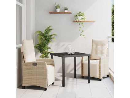 Zahradní jídelní souprava 3 pcs Béžová polyratan