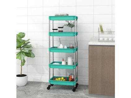 Kuchyňský vozík s 5 patry tyrkysový 42x29x128 cm železo a ABS