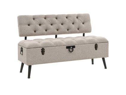 Úložná lavice s opěradlem 110 cm krémová textil