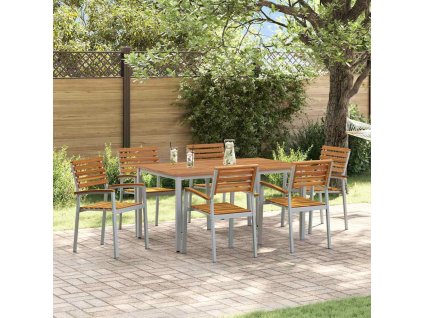 Zahradní jídelní souprava 7 pcs Šedo-hnědá 150 x 90 x 75 cm