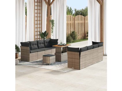 Sada zahradních pohovek s polštářem s úložištěm 11 pcs Šedá