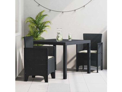 Zahradní jídelní souprava 3 pcs Antracit Ratan Polt