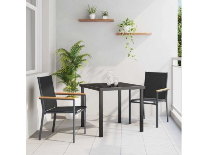 Zahradní jídelní souprava 3 pcs Černá Textilene a ocel