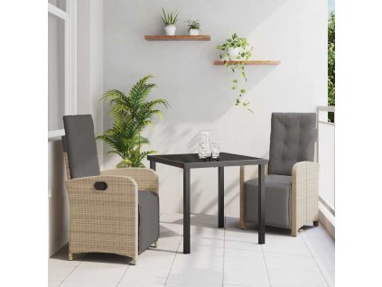 Zahradní jídelní souprava 3 pcs Béžová polyratan