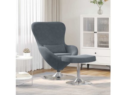 Vajíčkové křeslo 2 pcs Tmavě šedá 63 x 73 x 90 cm samet