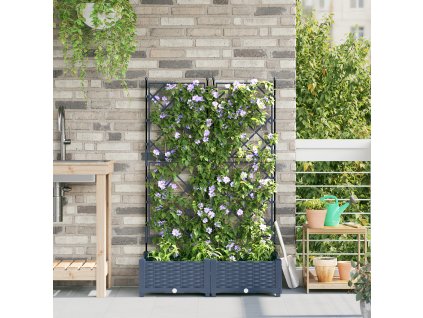 Zahradní květináč s trellisem 2 pcs Šedá 80 x 40 x 125.5 cm PP