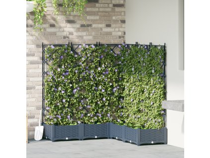 Zahradní květináč s trellisem 5 pcs Šedá 120 x 120 x 125.5 cm
