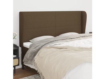 Čelo postele typu ušák tmavě hnědé 183x23x118/128 cm textil