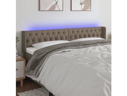 Čelo postele s LED taupe 183 x 16 x 78/88 cm textil