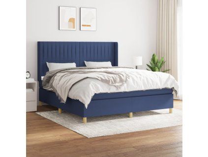 Box spring postel s matrací modrá 180x200 cm textil