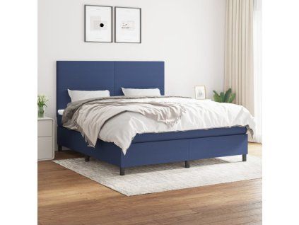 Box spring postel s matrací modrá 180x200 cm textil