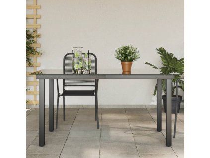 Zahradní stůl černý 150x90x74 cm hliník a sklo