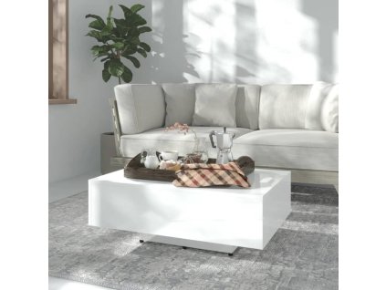 Konferenční stolek bílý lesklý 85 x 55 x 31 cm kompozitní dřevo