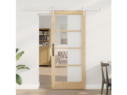 Posuvné dveře Manuální Hnědá 78 x 202 cm Dřevo a kov