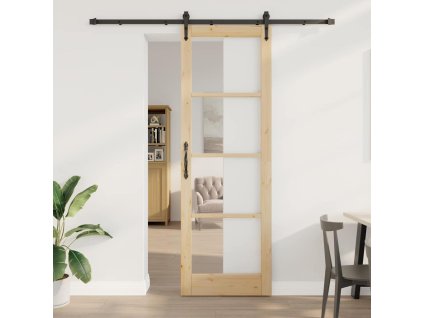 Posuvné dveře ORKDAL Hnědá 78 x 232 cm Dřevo a kov