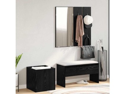 Sestava nábytku do předsíně 5 pcs Černý dub a Stříbrná