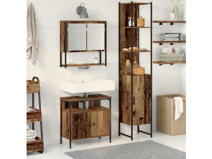 Sada koupelnového nábytku 3 pcs Staré dřevo 33 x 33 x 185.5 cm