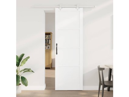 Posuvné Dveře Bílá 78 x 232 cm Masivní borové dřevo a ocel
