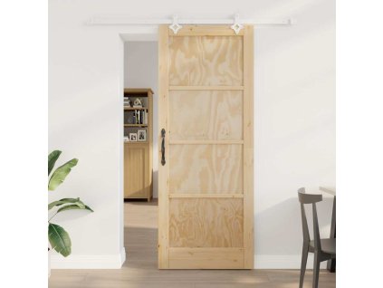 Posuvné Dveře Bílá 83 x 211 cm Masivní borové dřevo a ocel
