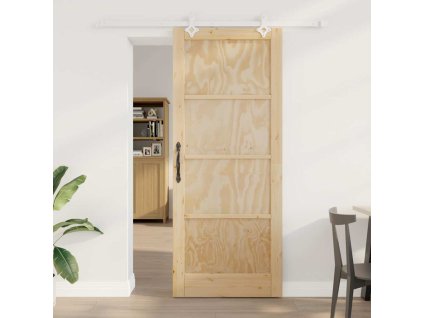 Posuvné Dveře Bílá 86 x 211 cm Masivní borové dřevo a ocel
