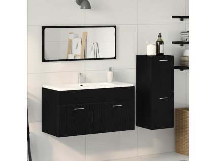 Koupelnová sestava Nástěnný 3 pcs Černý dub 90 x 38.5 x 46 cm