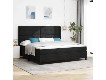 Postel s boxspringem s matrací s čelo Černá 200 x 200 cm textil