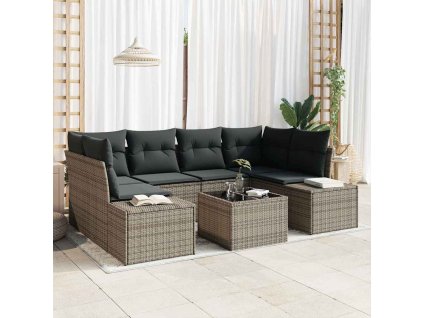 Sada zahradních pohovek 7 pcs Šedá Poly ratan