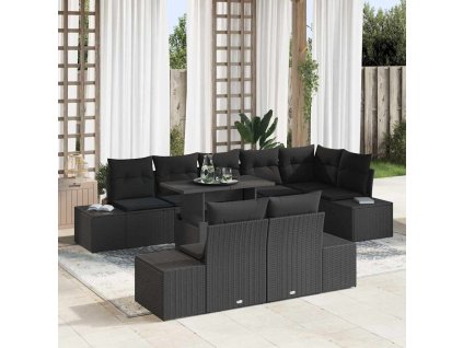 Sada zahradních pohovek 9 pcs Černá 100 x 55 x 73 cm