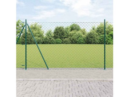 Řetězový plot se sloupy Zelená 1.5 x 25 m Ocel